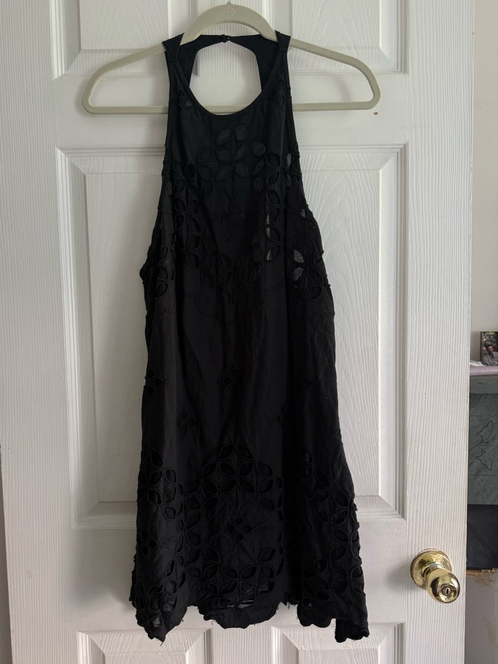 Free People One Black Eyelet Mini Dress